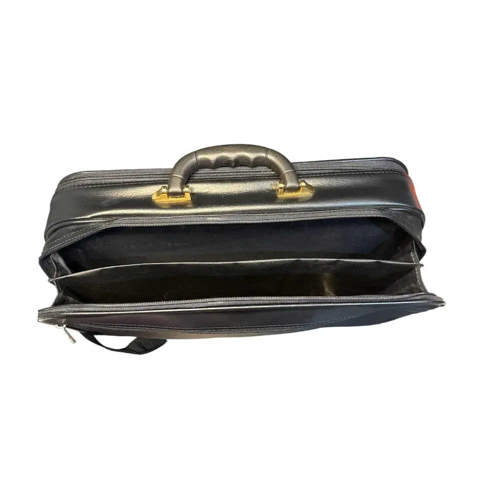 Vintage GOLDPFEIL Black Leatherette Faux Leather- Vinyl Construction Laptop Bag